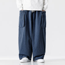 Load image into Gallery viewer, Japanese Retro Loose Large Pocket Denim Wide-leg Pants
