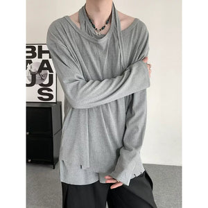 Fake Two-Piece T-shirt Loose Double-Layer Neckline shirt