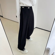 Load image into Gallery viewer, Metal Button Embellished Draped Wide-leg Trousers
