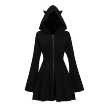 Load image into Gallery viewer, Black Sweatshirt Long Sleeve Hooded Dress
