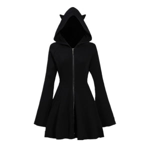 Black Sweatshirt Long Sleeve Hooded Dress