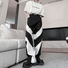 Load image into Gallery viewer, Black and White Contrast Loose Straight Trousers
