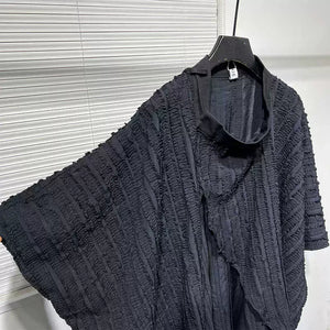 Irregular Pleated Loose Bat Sleeve Shirt Cardigan