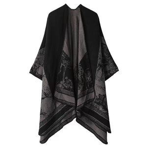 Slit Reversible Knitted Shawl Cape