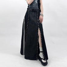 Load image into Gallery viewer, Buttoned Contrast Color Stitching Slit A-line Dress
