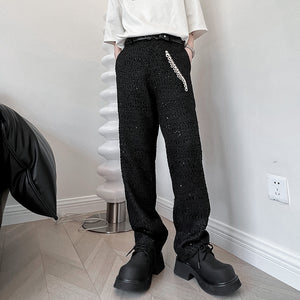 Sequin Zipper Casual Slim Fit Cropped Pants