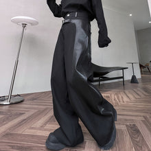 Load image into Gallery viewer, Dark Structured Patchwork Leather Wide-leg Pants
