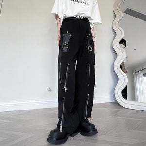 Dark Deconstructed Zip Straight Trouser