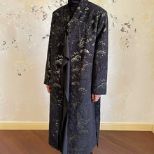 Load image into Gallery viewer, Vintage Jacquard Dark Pattern Long Coat
