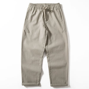 Thick Brushed Cotton Loose Straight Pants