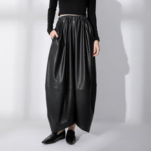 Load image into Gallery viewer, PU Leather High Waist Thin Fleece Loose Pants
