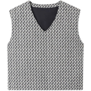 V-neck Pullover Woven Chunky Floral Waistcoat