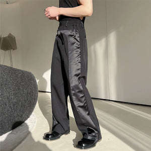 Panelled Straight Wide-leg Trousers