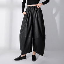 Load image into Gallery viewer, PU Leather High Waist Thin Fleece Loose Pants
