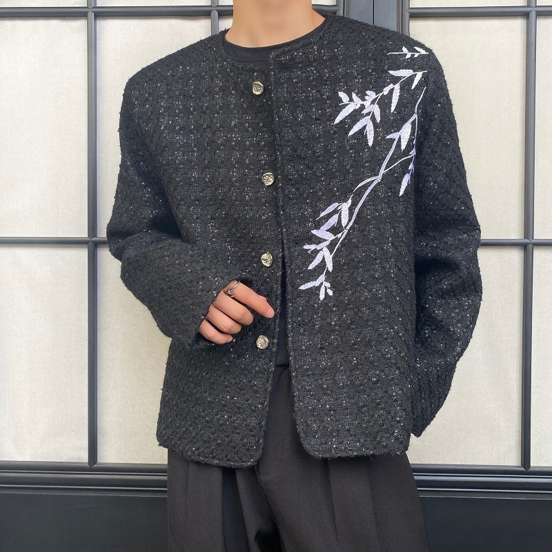 Embroidered Woven Wool Short Jacket