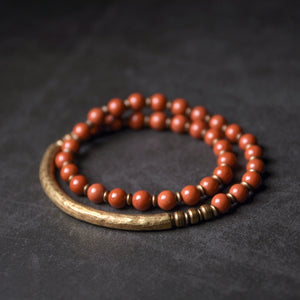 Red Jasper Beads Multi-layer Retro Ethnic Bracelet