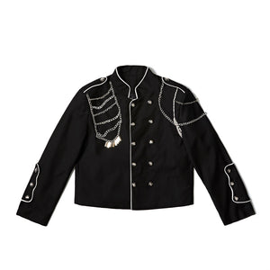 Chain Trim Stand Collar Jacket