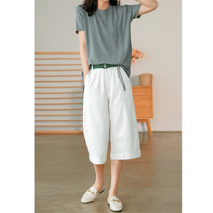 Retro Loose Wide Leg Cropped Pants