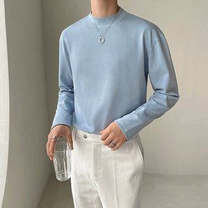 Solid Color Half Turtleneck Loose Inner T-shirt