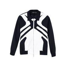 Load image into Gallery viewer, Black and White Stitching Contrast Color  Shoulder Pad Jacket
