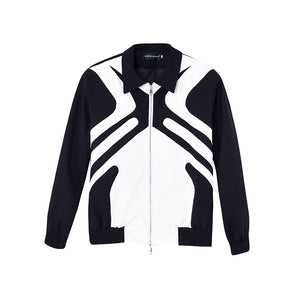 Black and White Stitching Contrast Color  Shoulder Pad Jacket