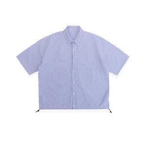 Splicing Oxford Blue Striped Shirt