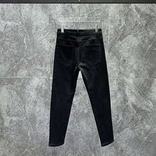 Load image into Gallery viewer, Casual Permed Ripped Black Stretch Denim Pencil Pants
