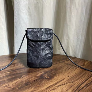 Vintage Washed Pleated Shoulder Bag Mobile Phone Bag