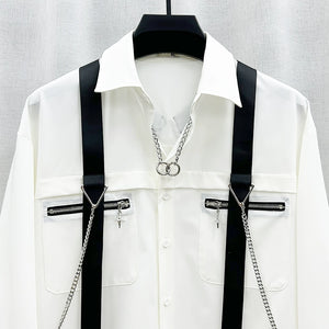 Chain Strap Loose Long Sleeve Shirt