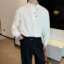 Load image into Gallery viewer, Stand Collar Irregular Loose Shirt
