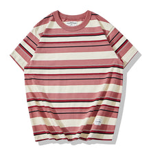 Load image into Gallery viewer, 230g Round Neck Striped Short Sleeve T-Shirt
