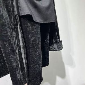 Deconstructed Patchwork Loose Velvet Shirt