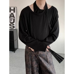 Fake Two-Piece T-shirt Loose Double-Layer Neckline shirt