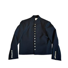 Load image into Gallery viewer, Gold Button Shoulder Pad Stand Collar Cropped Jacket
