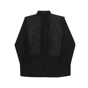 Fake Two-piece Stitched Jacquard Shirt Jacket