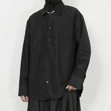 Load image into Gallery viewer, Black Asymmetrical Loose Long-sleeved Shirt
