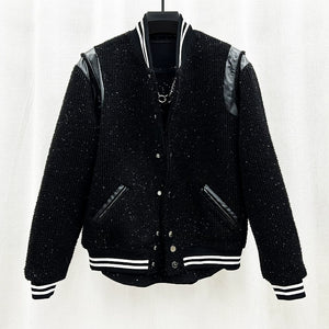 Baseball Collar Gold Dot Warm Jacket