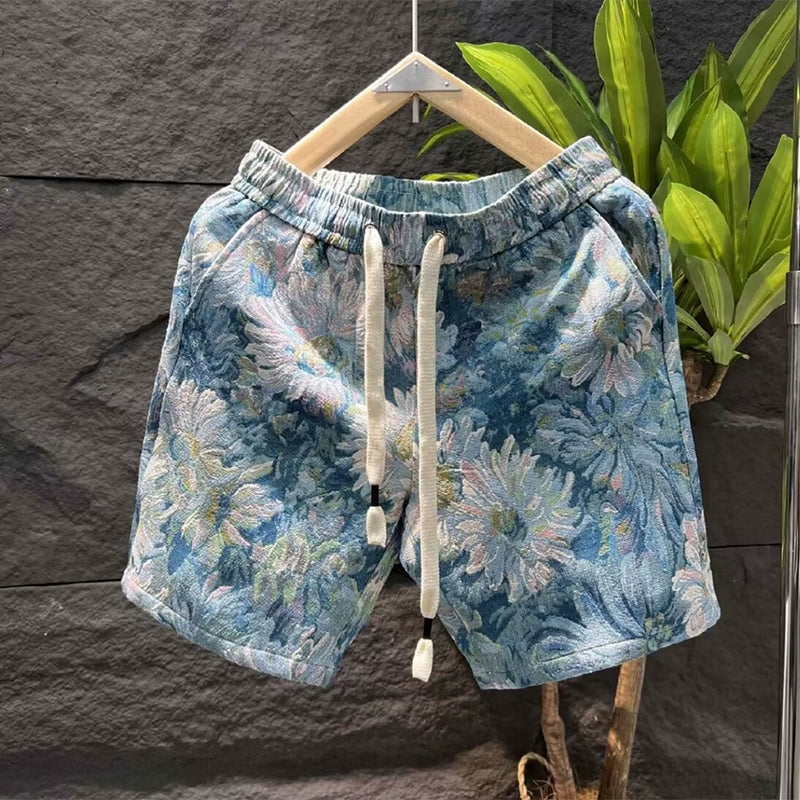 Printed Embroidered Shorts