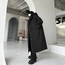 Load image into Gallery viewer, Dark Lightweight Rhombus Hooded Over-the-knee Cotton Jacket
