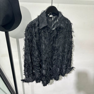 Cut-out Feather Tassels Loose Shirt