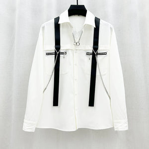 Chain Strap Loose Long Sleeve Shirt