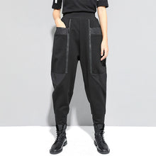 Load image into Gallery viewer, Thick Fleece Stitching Zipper Pocket Harem Pants
