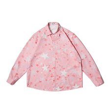 Load image into Gallery viewer, Star Print Pink Casual Lapel Long Sleeve Shirt
