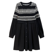 Load image into Gallery viewer, Retro Contrasting Knitted Patchwork Dress
