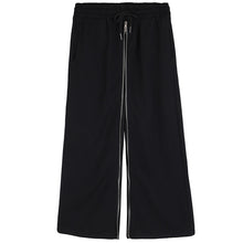 Load image into Gallery viewer, Black Zippered Wide-leg Ninth Pants
