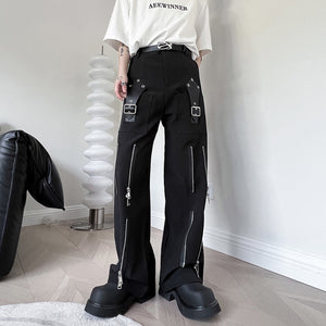 Dark Deconstructed Zip Straight Trouser