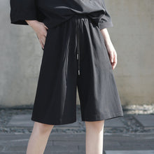 Load image into Gallery viewer, Summer Black Drawstring Loose Pants
