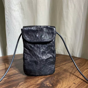 Vintage Washed Pleated Shoulder Bag Mobile Phone Bag