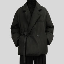 Load image into Gallery viewer, White Duck Down Buttoned Slant Collar Loose Coat
