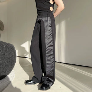 Panelled Straight Wide-leg Trousers